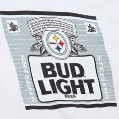 Pittsburgh Steelers x Bud Light The Crest Pullover Sweatshirt White | Mitchell & Ness