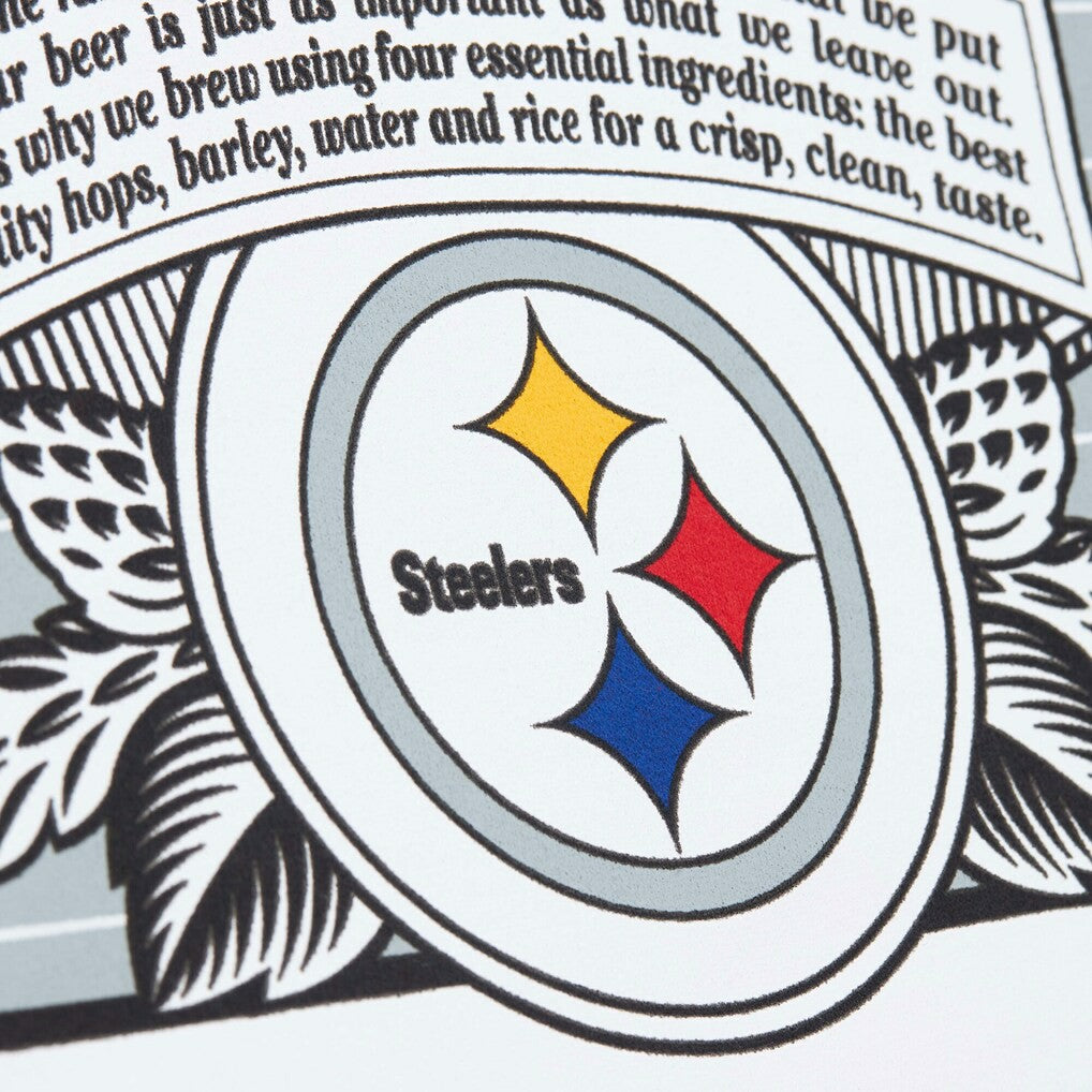 Pittsburgh Steelers x Bud Light The Crest Pullover Sweatshirt White | Mitchell & Ness