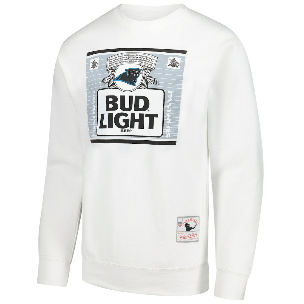 Carolina Panthers x Bud Light The Crest Pullover Sweatshirt White | Mitchell & Ness