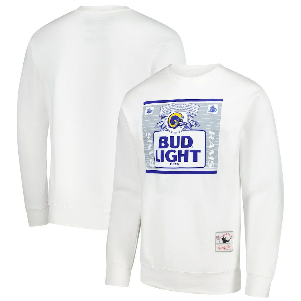 Los Angeles Rams x Bud Light The Crest Pullover Sweatshirt White | Mitchell & Ness