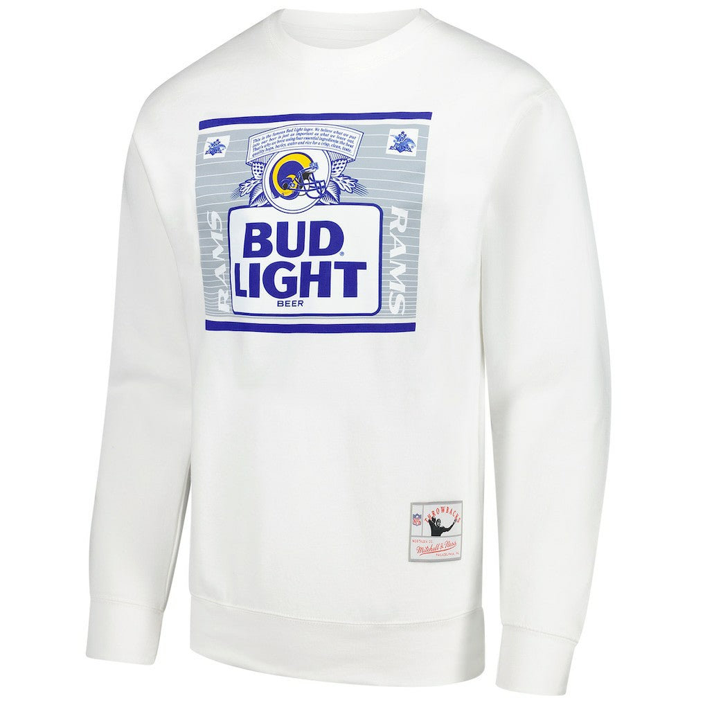 Los Angeles Rams x Bud Light The Crest Pullover Sweatshirt White | Mitchell & Ness