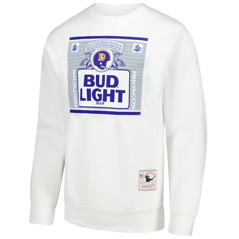 Denver Broncos x Bud Light The Crest Pullover Sweatshirt White | Mitchell & Ness