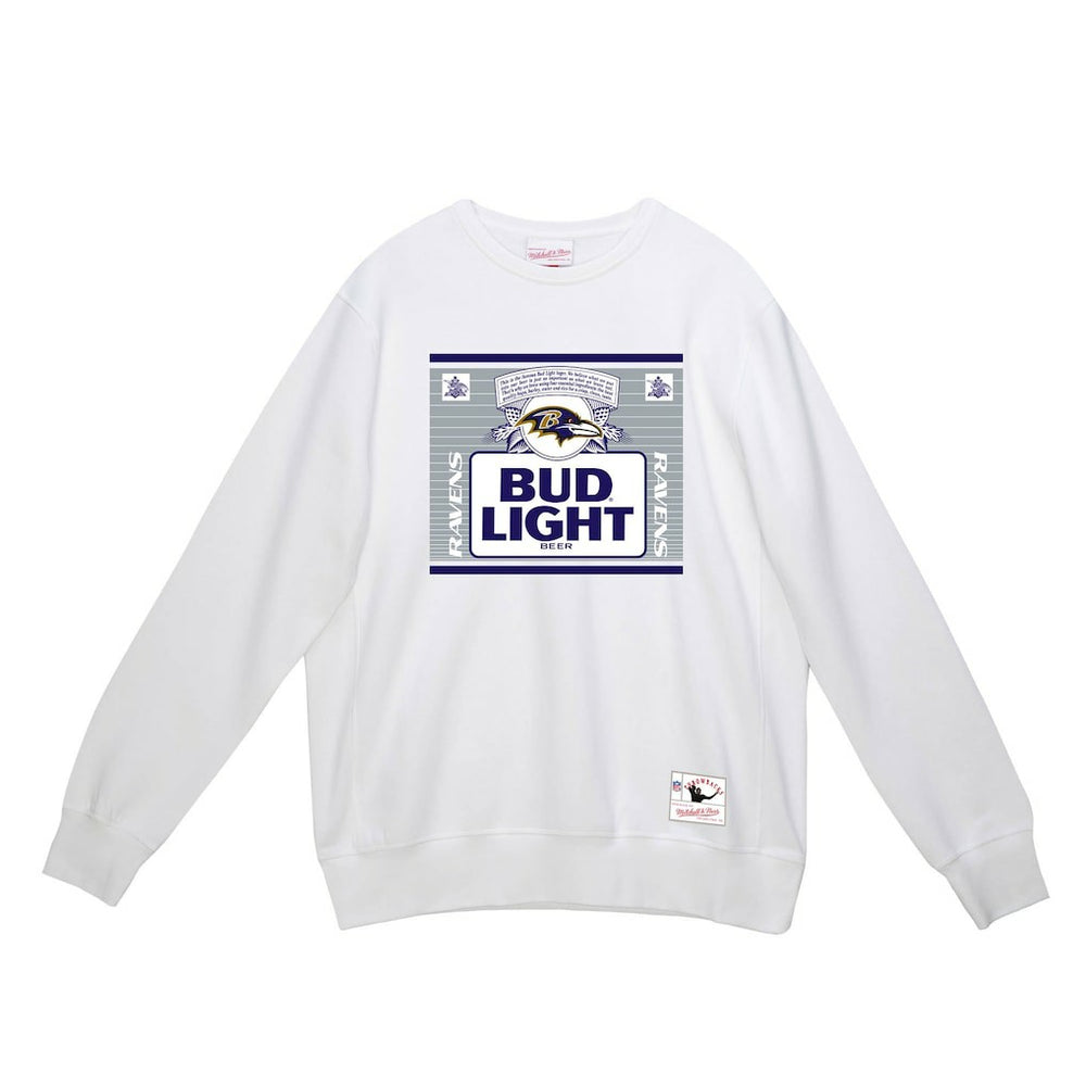 Baltimore Ravens x Bud Light The Crest Pullover Sweatshirt White | Mitchell & Ness
