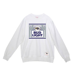 Baltimore Ravens x Bud Light The Crest Pullover Sweatshirt White | Mitchell & Ness