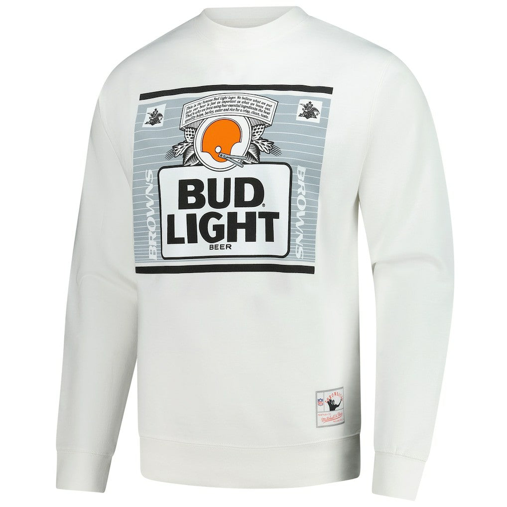 Cleveland Browns x Bud Light The Crest Pullover Sweatshirt White | Mitchell & Ness