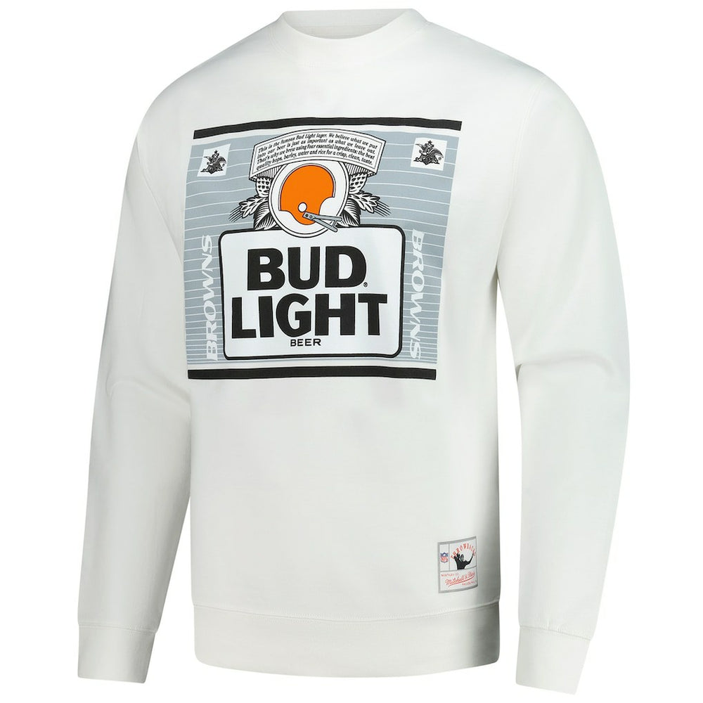 Cleveland Browns x Bud Light The Crest Pullover Sweatshirt White | Mitchell & Ness