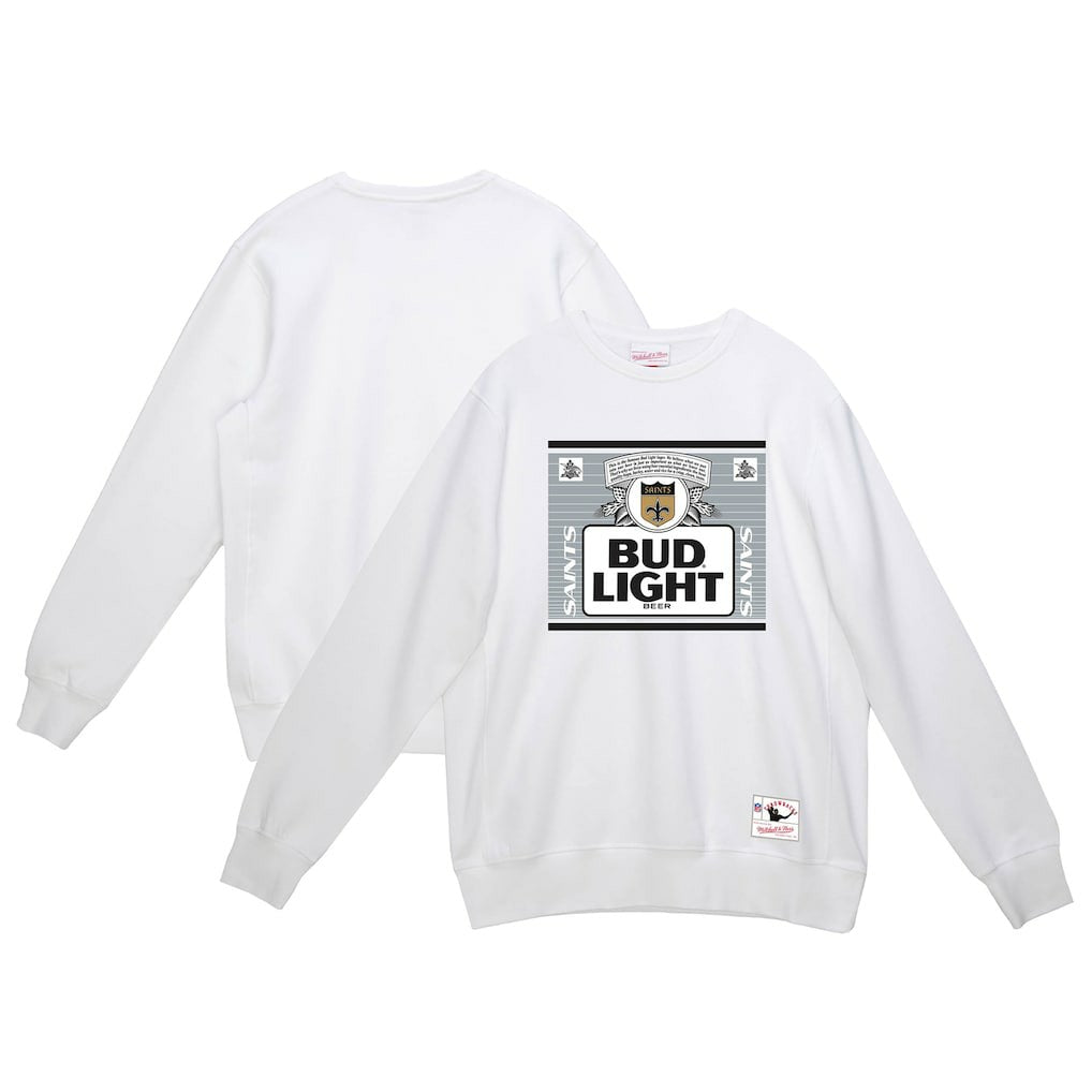 New Orleans Saints x Bud Light The Crest Pullover Sweatshirt White | Mitchell & Ness
