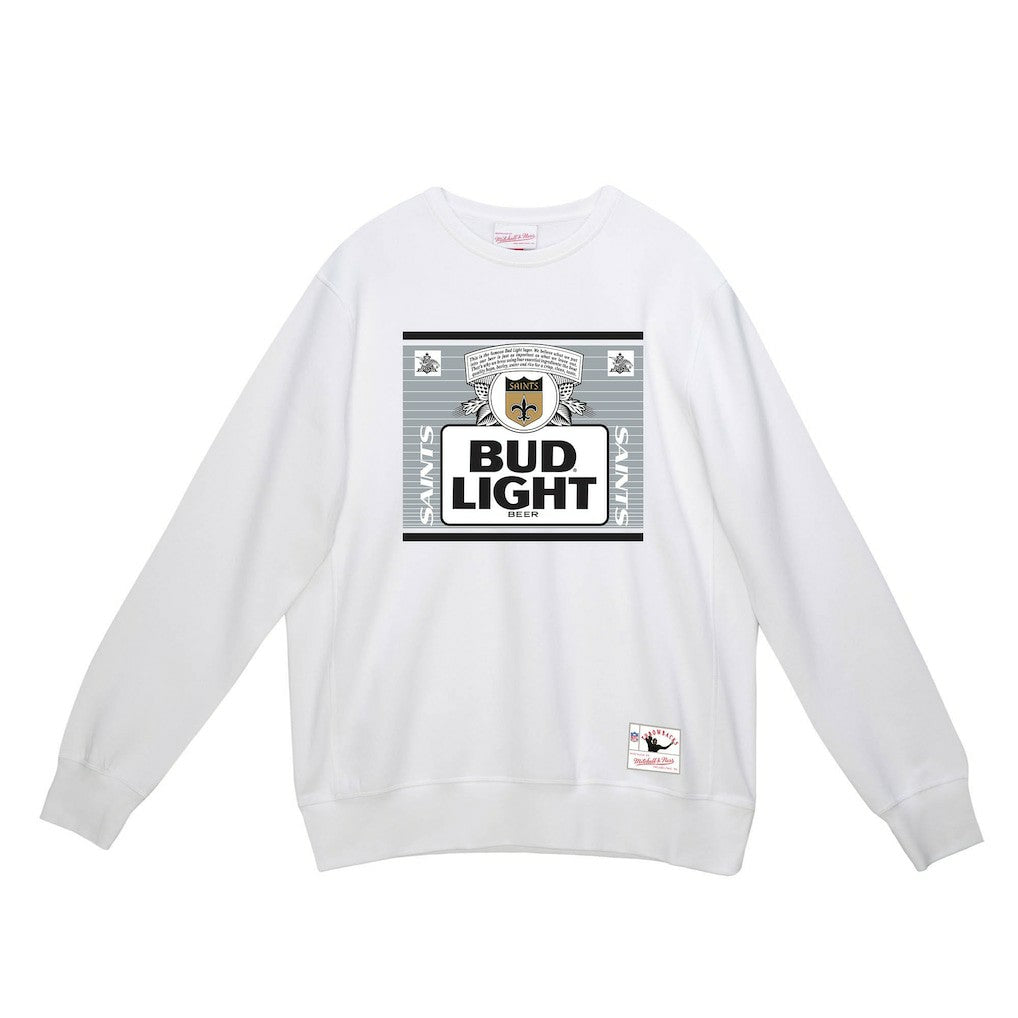 New Orleans Saints x Bud Light The Crest Pullover Sweatshirt White | Mitchell & Ness