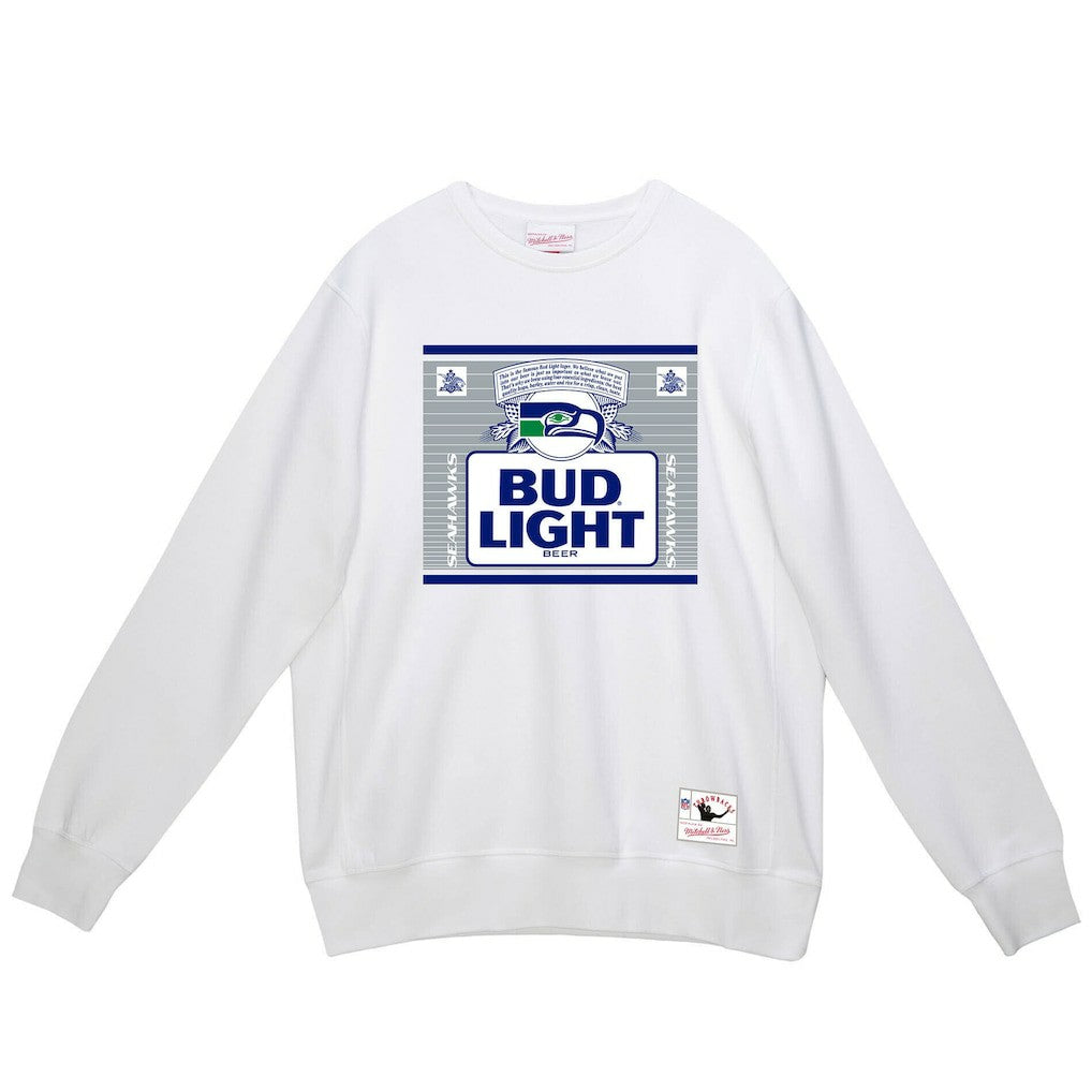 Seattle Seahawks x Bud Light The Crest Pullover Sweatshirt White | Mitchell & Ness