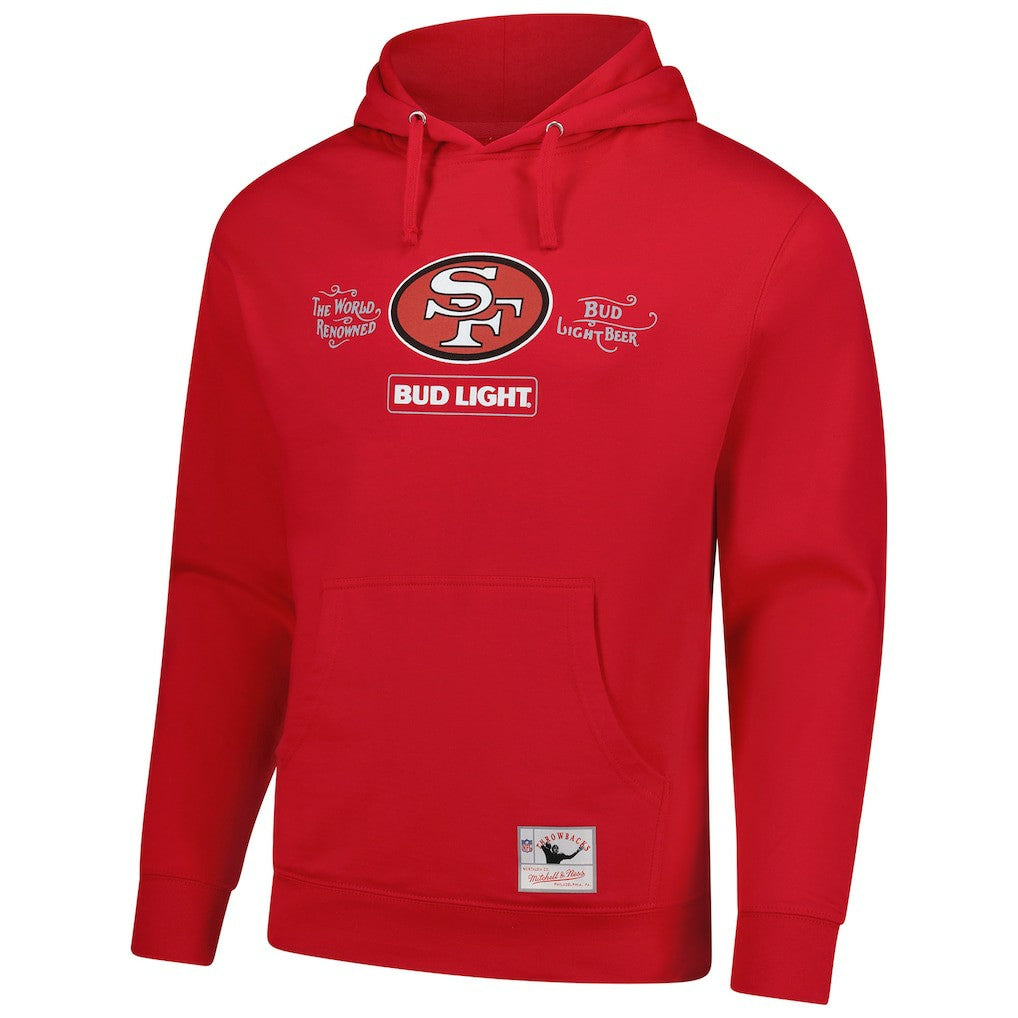 San Francisco 49ers NFL x Bud Light Vintage Pullover Hoodie Scarlet | Mitchell & Ness