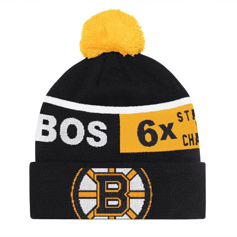 Boston Bruins Starter Chyron Commemorative Cuffed Knit Hat with Pom - Black - NHL
