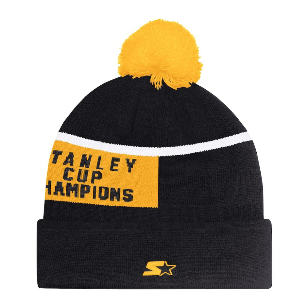 Boston Bruins Starter Chyron Commemorative Cuffed Knit Hat with Pom - Black - NHL