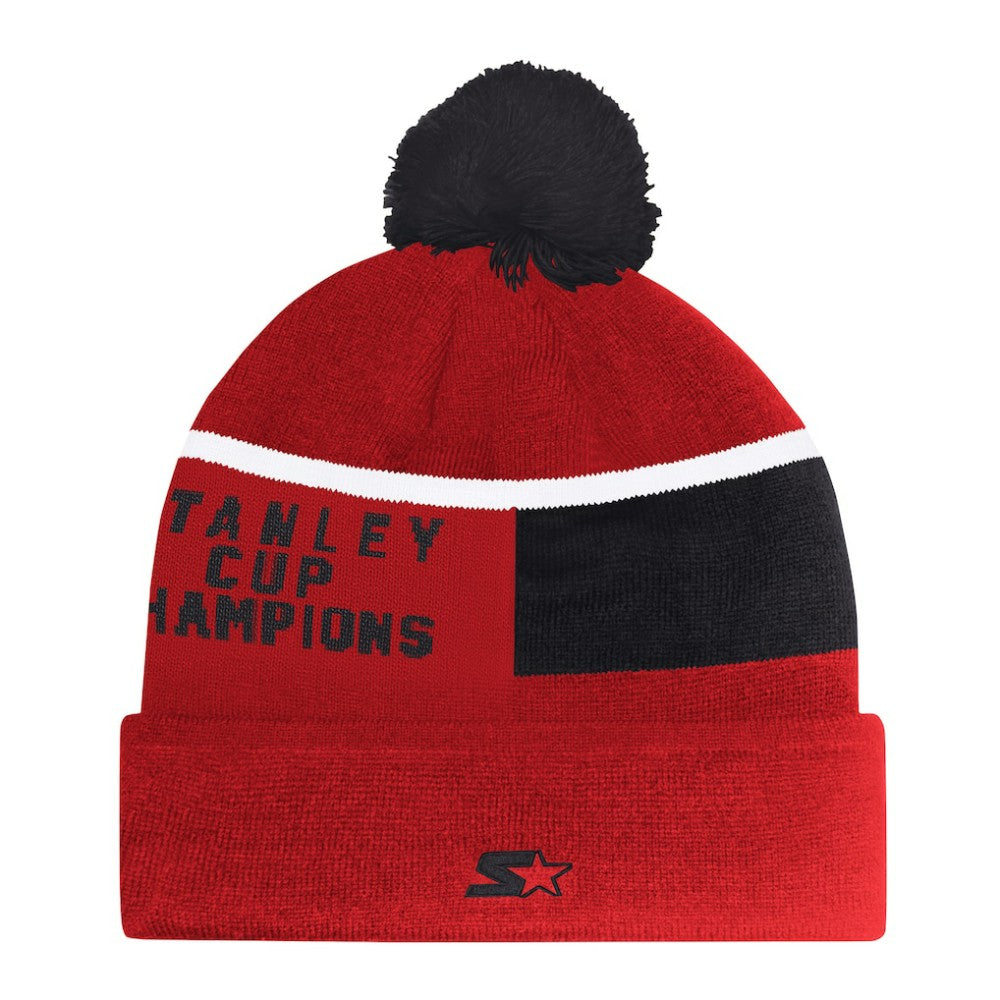 Chicago Blackhawks Starter Chyron Commemorative Cuffed Knit Hat with Pom - Red - NHL