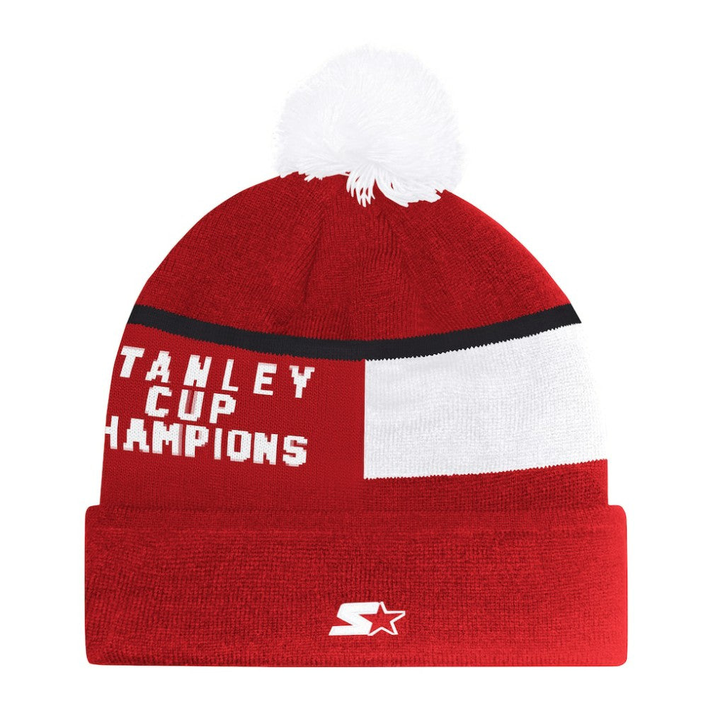 Detroit Red Wings Starter Chyron Commemorative Cuffed Knit Hat with Pom - Red - NHL