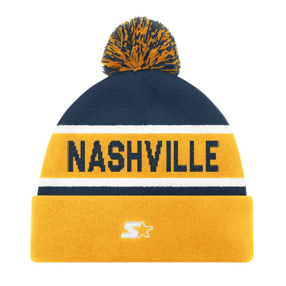 Nashville Predators Starter Cuffed Knit Hat with Pom - Gold - NHL