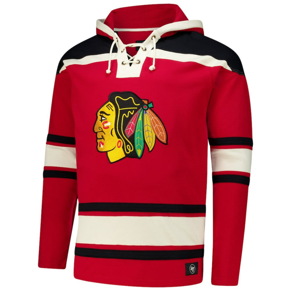Connor Bedard Chicago Blackhawks '47 Big & Tall Lace-up Pullover Hoodie - Red - NHL