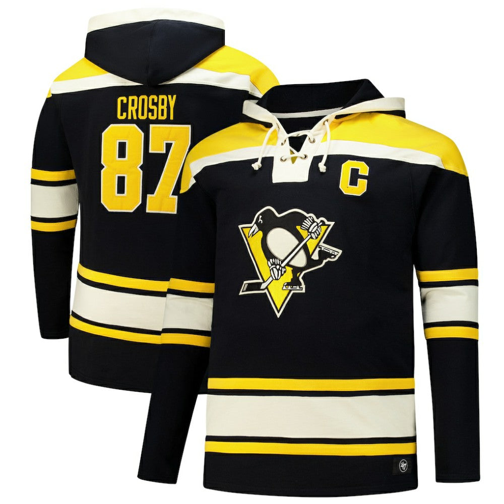 Sidney Crosby Pittsburgh Penguins '47 Big & Tall Lace-up Pullover Hoodie - Black - NHL