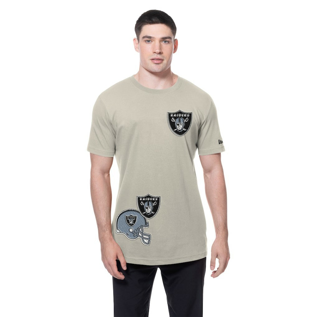 Las Vegas Raiders New Era Multi Patch T-Shirt Light Beige | NFL