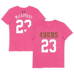 Christian McCaffrey San Francisco 49ers Girls Youth Player Name & Number T-Shirt Pink | NFL