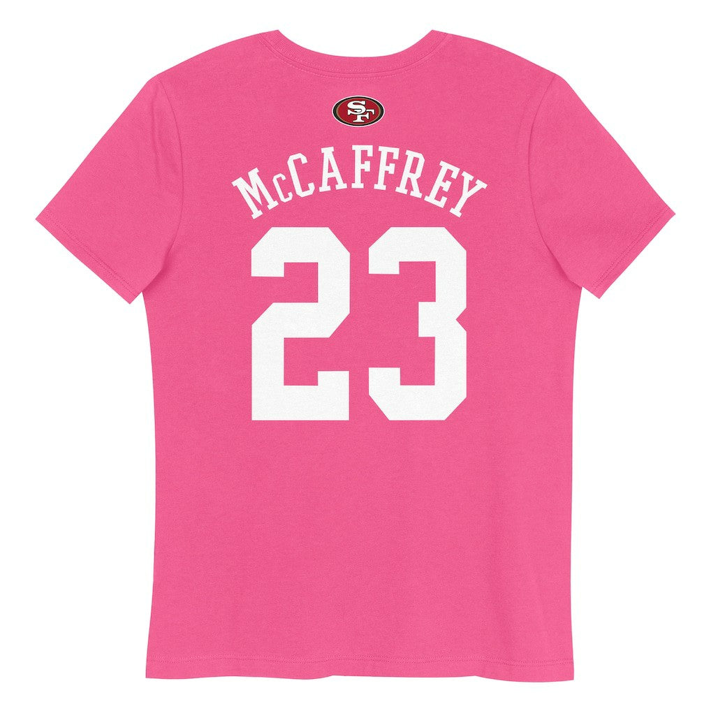 Christian McCaffrey San Francisco 49ers Girls Youth Player Name & Number T-Shirt Pink | NFL