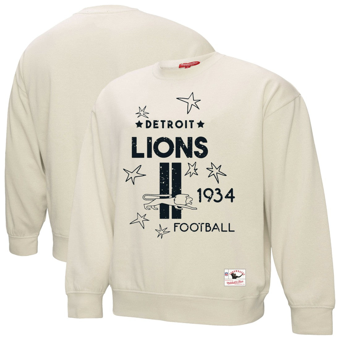 Detroit Lions Women's Shooting Stars Pullover Sweatshirt Cream | Mitchell & Ness