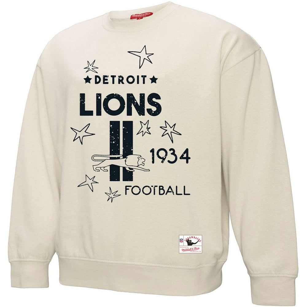 Detroit Lions Women's Shooting Stars Pullover Sweatshirt Cream | Mitchell & Ness