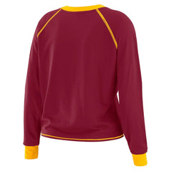 Washington Commanders WEAR by Erin Andrews Women's Plus Size Tie-Front Long Sleeve Top Burgundy/Gold | NFL