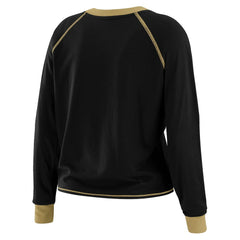 New Orleans Saints WEAR by Erin Andrews Women's Plus Size Tie-Front Long Sleeve Top Black/Gold | NFL