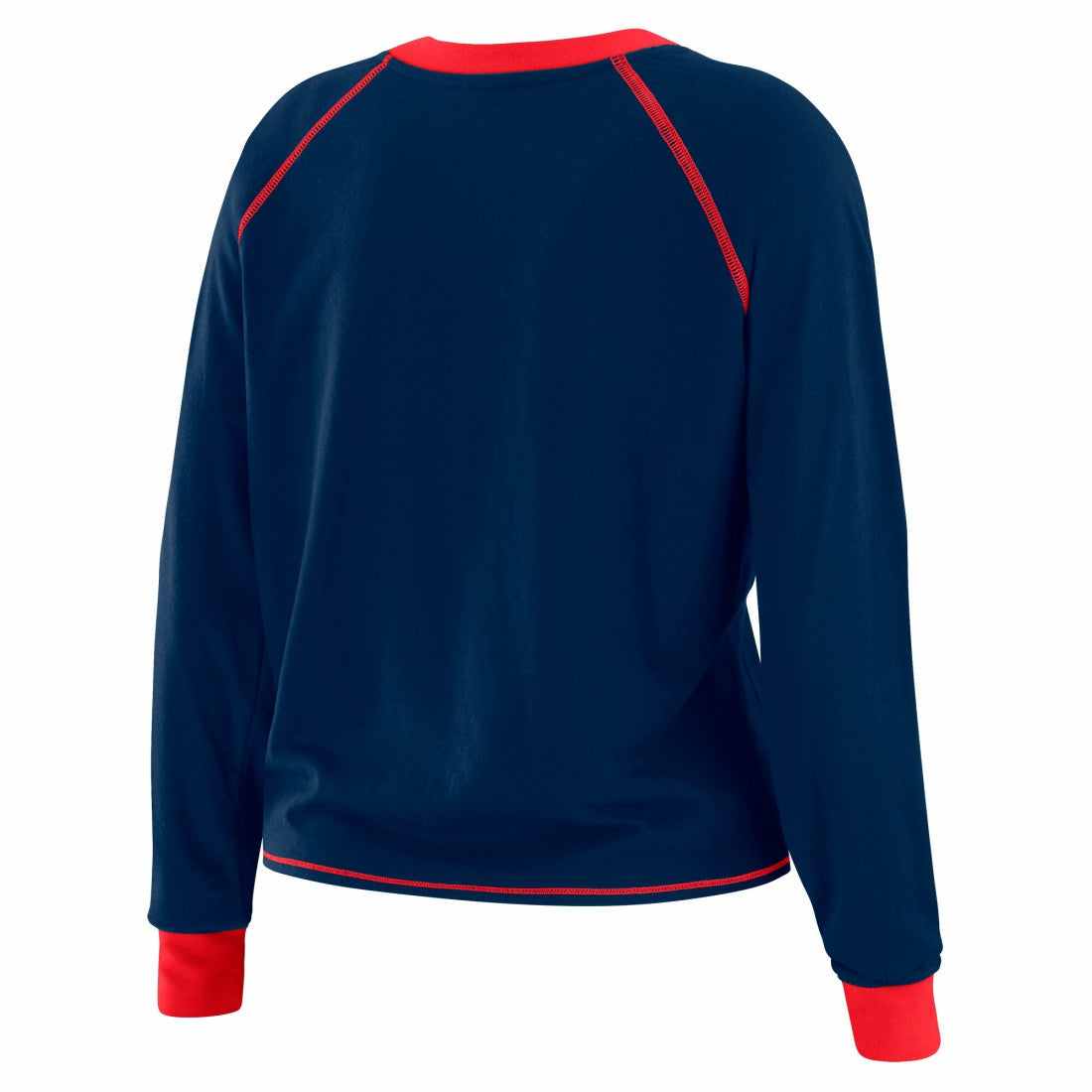 New York Giants WEAR by Erin Andrews Women's Plus Size Tie-Front Long Sleeve Top Royal/Red | NFL