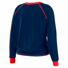 New York Giants WEAR by Erin Andrews Women's Plus Size Tie-Front Long Sleeve Top Royal/Red | NFL