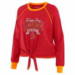 Tampa Bay Buccaneers WEAR by Erin Andrews Women's Plus Size Tie-Front Long Sleeve Top Red/Orange | NFL
