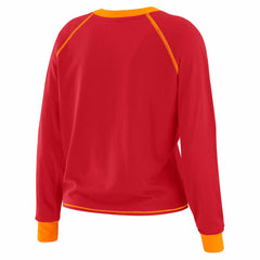 Tampa Bay Buccaneers WEAR by Erin Andrews Women's Plus Size Tie-Front Long Sleeve Top Red/Orange | NFL
