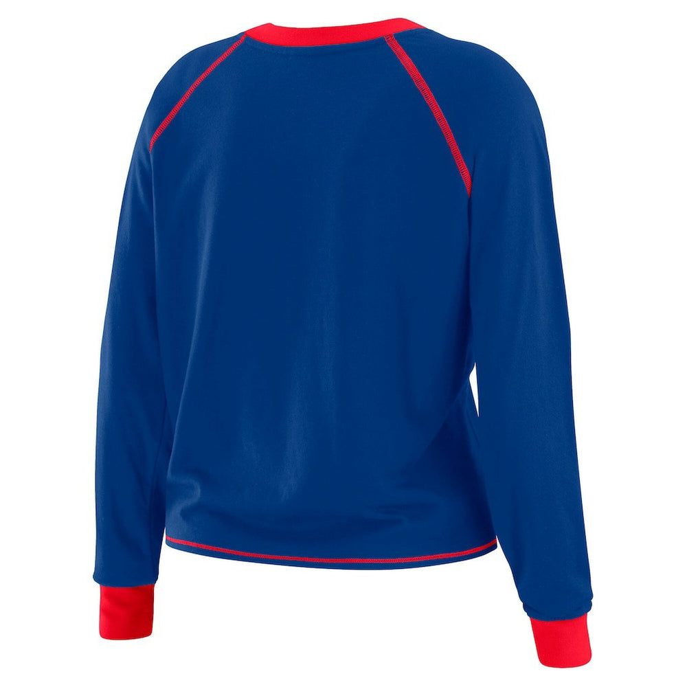 Buffalo Bills WEAR by Erin Andrews Women's Plus Size Tie-Front Long Sleeve Top Royal/Red | NFL
