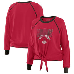 Arizona Cardinals WEAR by Erin Andrews Women's Plus Size Tie-Front Long Sleeve Top Cardinal/Black | NFL