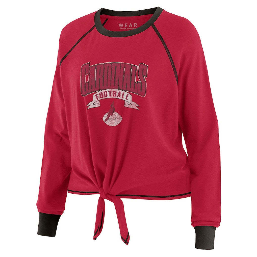Arizona Cardinals WEAR by Erin Andrews Women's Plus Size Tie-Front Long Sleeve Top Cardinal/Black | NFL