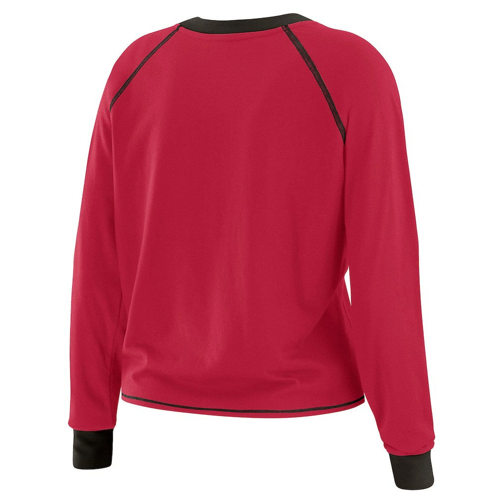 Arizona Cardinals WEAR by Erin Andrews Women's Plus Size Tie-Front Long Sleeve Top Cardinal/Black | NFL