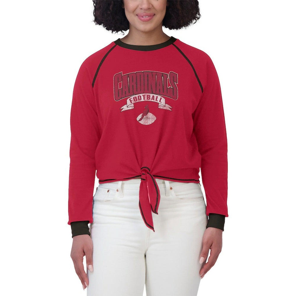 Arizona Cardinals WEAR by Erin Andrews Women's Plus Size Tie-Front Long Sleeve Top Cardinal/Black | NFL
