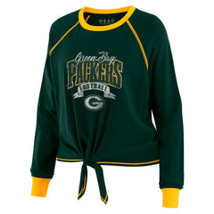 Green Bay Packers WEAR by Erin Andrews Women's Plus Size Tie-Front Long Sleeve Top Green/Gold | NFL