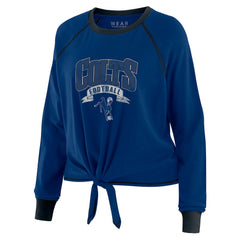 Indianapolis Colts WEAR by Erin Andrews Women's Plus Size Tie-Front Long Sleeve Top Royal/Black | NFL