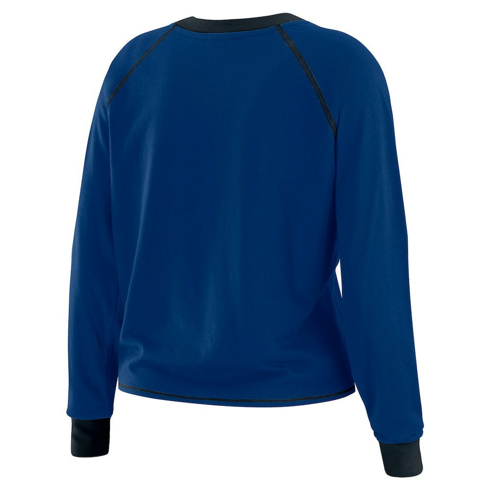 Indianapolis Colts WEAR by Erin Andrews Women's Plus Size Tie-Front Long Sleeve Top Royal/Black | NFL