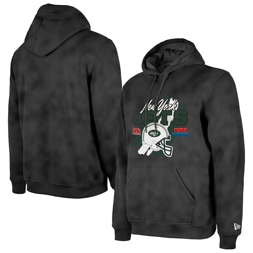 New York Jets New Era Identity Helmet Enzyme Washed Pullover Hoodie Black | NFL