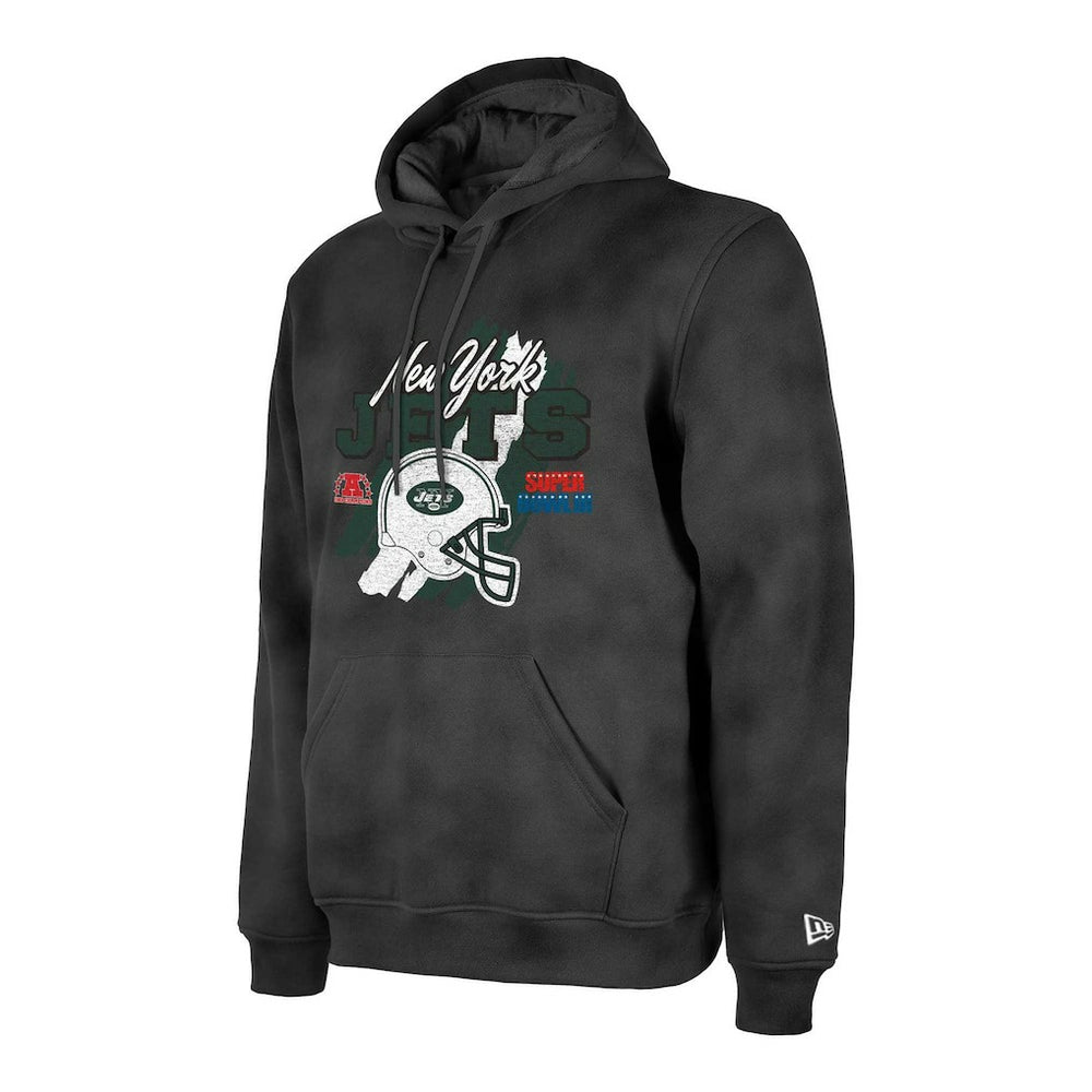 New York Jets New Era Identity Helmet Enzyme Washed Pullover Hoodie Black | NFL