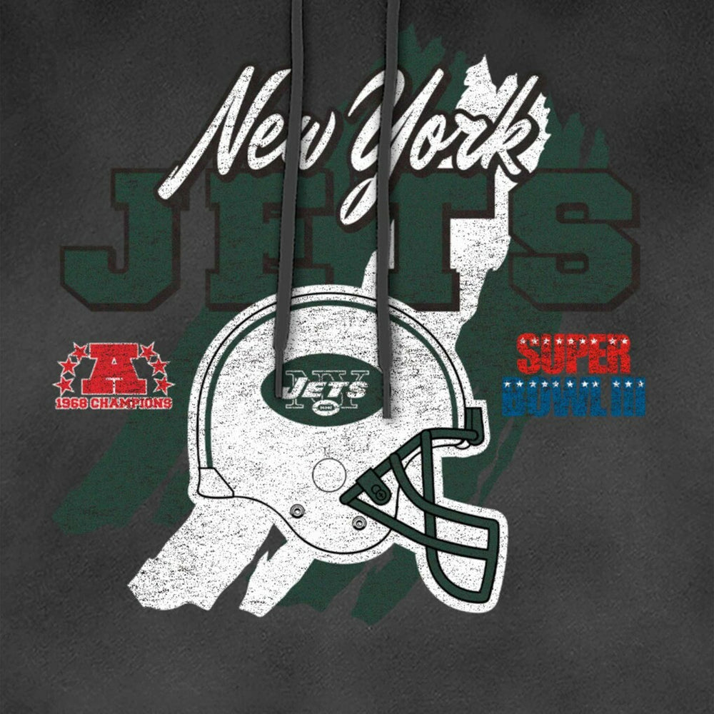 New York Jets New Era Identity Helmet Enzyme Washed Pullover Hoodie Black | NFL