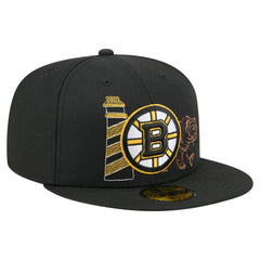 Boston Bruins New Era State Stitch 59FIFTY Fitted Hat - Black - NHL