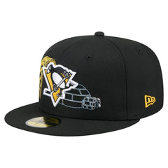 Pittsburgh Penguins New Era State Stitch 59FIFTY Fitted Hat - Black - NHL