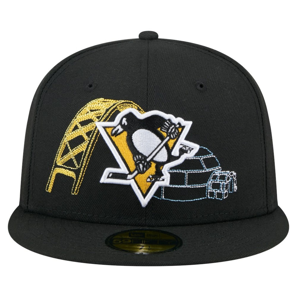 Pittsburgh Penguins New Era State Stitch 59FIFTY Fitted Hat - Black - NHL