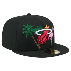 Miami Heat State Stitch 59FIFTY Fitted Hat Black - NBA