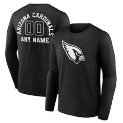 Arizona Cardinals Personalized Name & Number Monochrome Long Sleeve T-Shirt Black | NFL