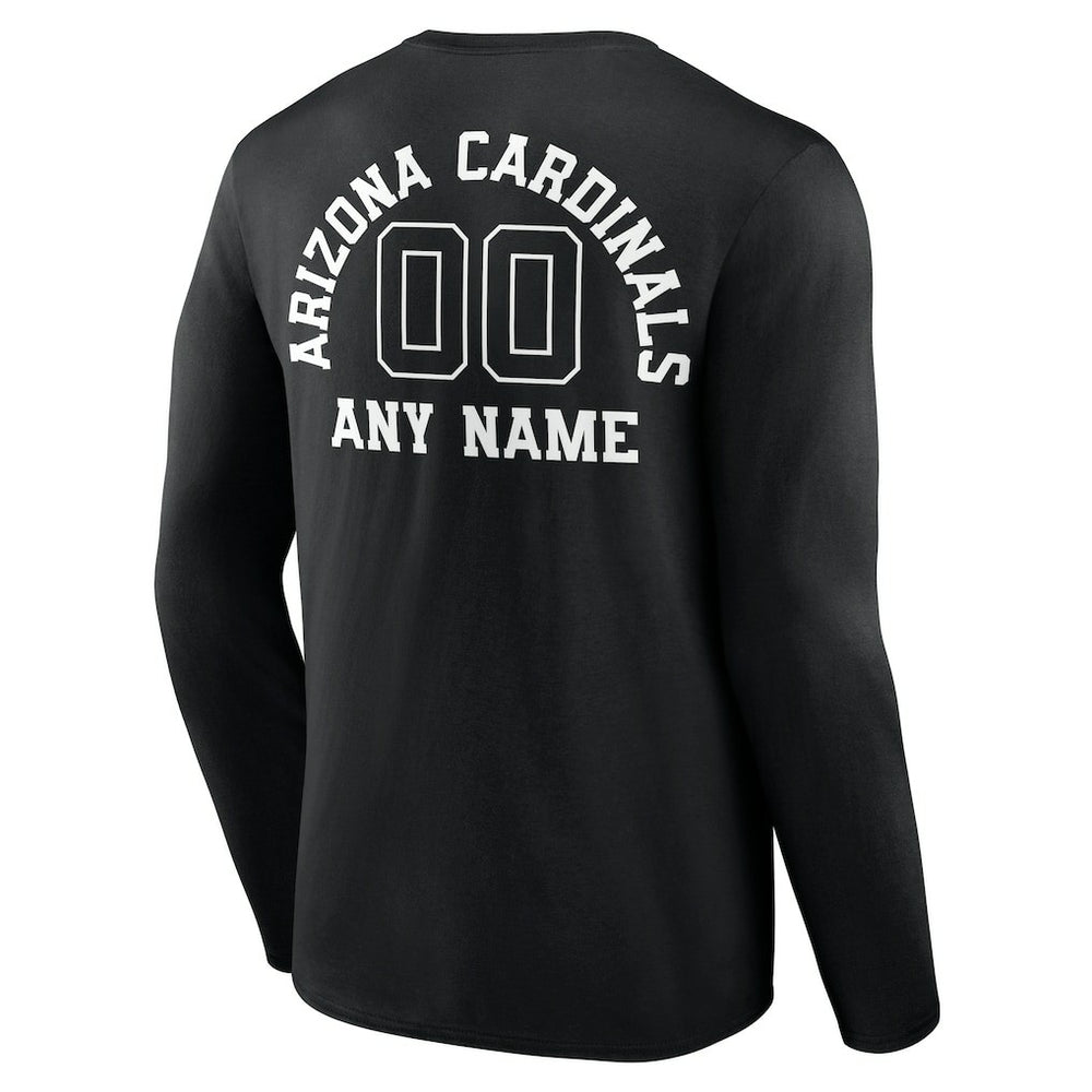 Arizona Cardinals Personalized Name & Number Monochrome Long Sleeve T-Shirt Black | NFL