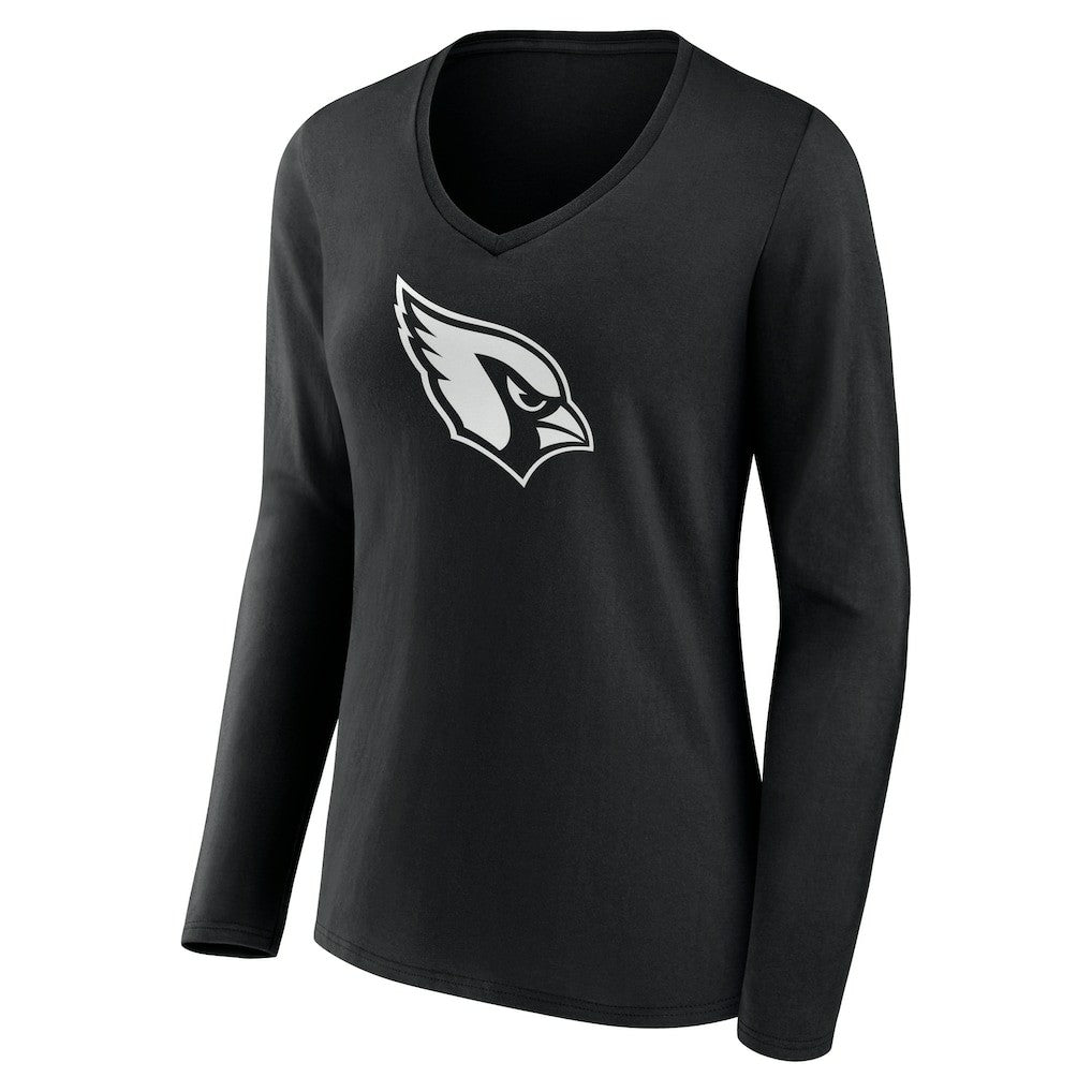 Arizona Cardinals Women's Personalized Name & Number Monochrome Long Sleeve V-Neck T-Shirt Black | NFL
